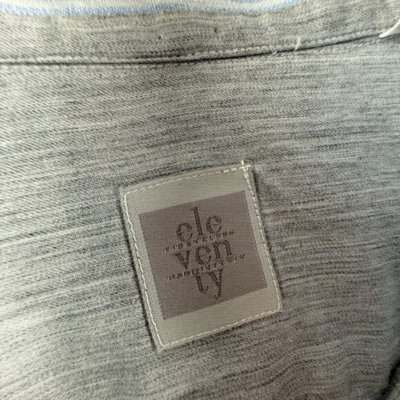 Eleventy Button Up Shirt Striped Blue White Long Sleeve Linen Woven Medium Adult - Picture 13 of 15